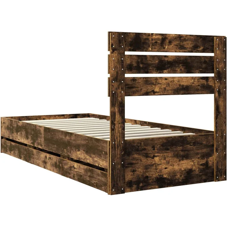 vidaXL Bettrahmen Geräucherte Eiche 90x200 cm Ingenieurs Holz 3411537 – Bild 9