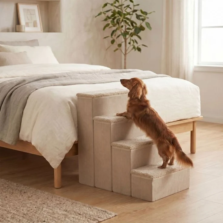 Relaxdays Faltbare Hundetreppe mit Stauraum – Bild 2