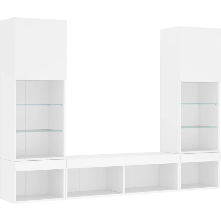 vidaXL 5-tlg. Wohnwand mit LED-Beleuchtung Weiß Holzwerkstoff 3216690 – Bild 3