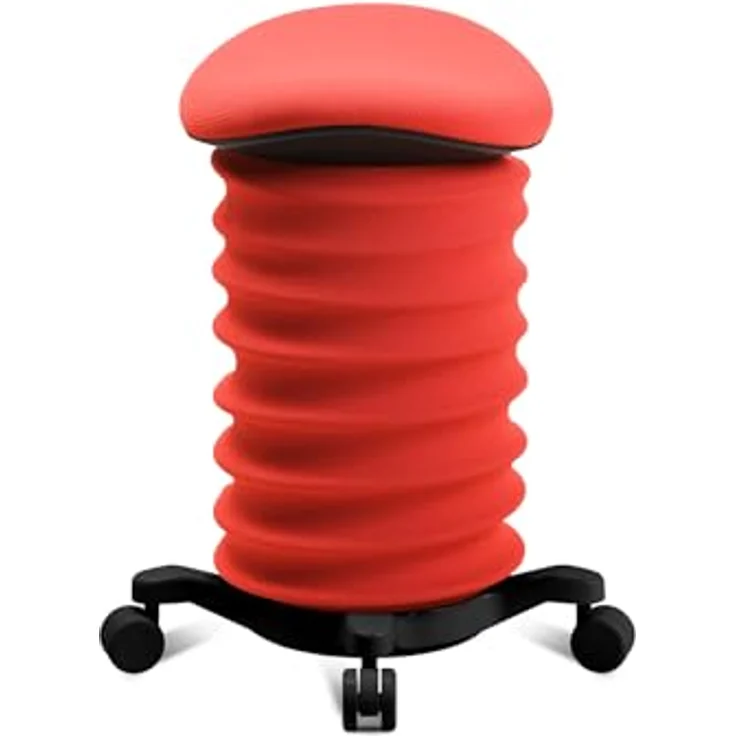 TOPSTAR Sitness 4D mit Rollen - AGR-Zertifiziert Dynamischer Sitzhocker schwarz - coralrot, ergonomischer Bürohocker - höhenverstellbar - stärkt den Rücken - entlastet die Bandscheiben – Bild 3