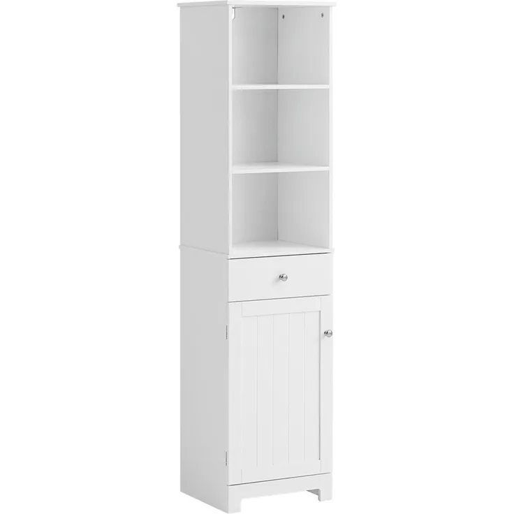 SoBuy BZR17-W Badezimmer-Hochschrank, MDF, Lackiert, Weiß, 40 x 161 x 38 cm