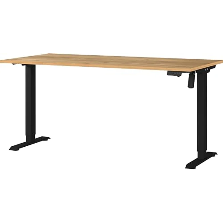 Germania Schreibtisch 8024-593, in Navarra-Eiche-Nb./Schwarz, elektr. höhenverstellbar, 160 x 119 x 80 cm (BxHxT) – Bild 2