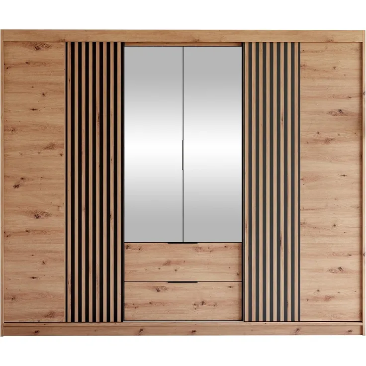 Kleiderschrank Mrynit 250 (Farbe: Artisan Eiche / Artisan Eiche + Schwarz)