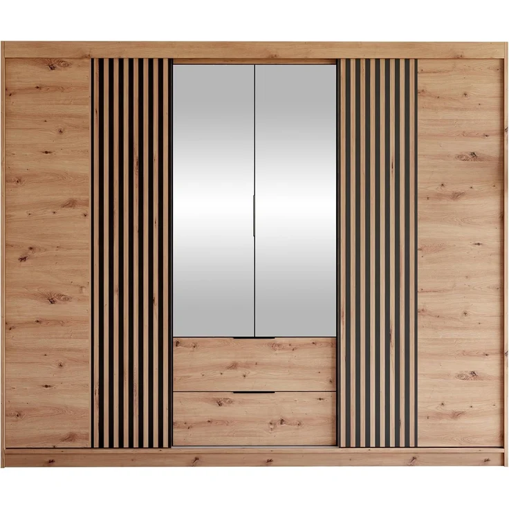 Kleiderschrank Mrynit 250 (Farbe: Artisan Eiche / Artisan Eiche + Schwarz) – Bild 1