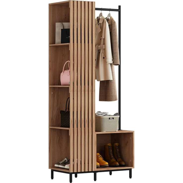 Garderobe Zinto dąb kraft złoty 80 x 187 cm mit 5 Ablagefächern Vicco – Bild 5
