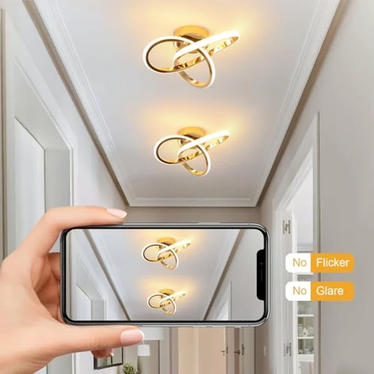Comely Deckenlampe LED, 22W 2500LM, Moderne LED Deckenleuchte, Gold Aluminium Deckenleuchte für Schlafzimmer Wohnzimmer Küche Flur, Warmweiß 3000K – Bild 7