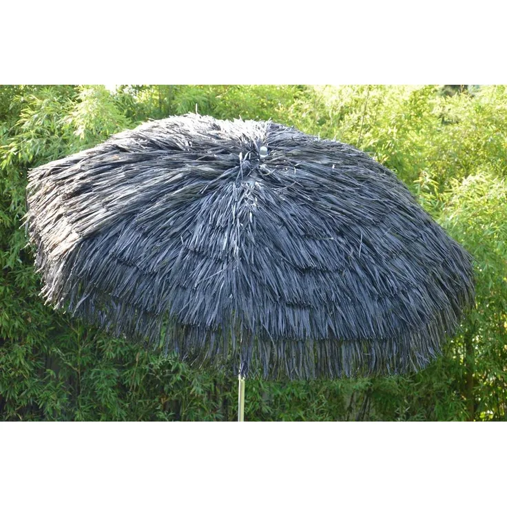 Sonnenschirm mit Fransen Hawaii schwarz