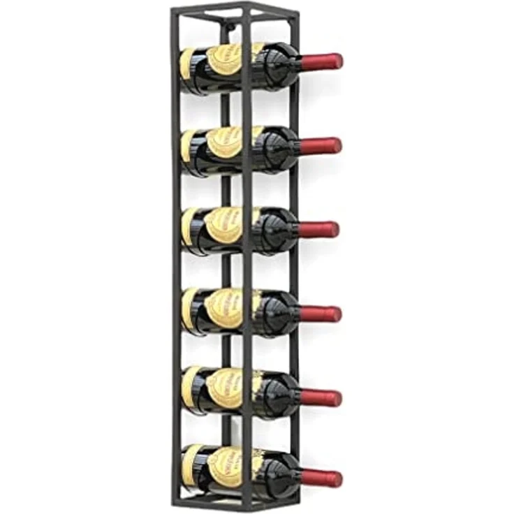 DanDiBo Weinregal Metall Wand 80 cm Schwarz Flaschenregal 96238 Flaschenhalter Wandmontage Modern Wandhalter Wandregal für 6 Flaschen – Bild 5