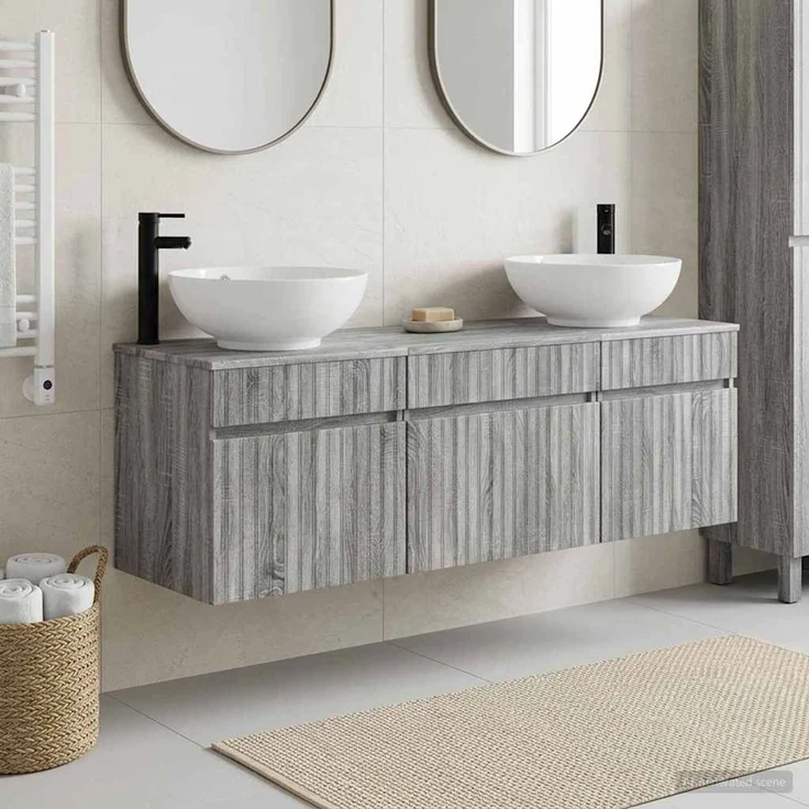 vidaXL Badezimmerschrank-Set 3 stk. Grau Sonoma 157 x 44,5 x 80 cm 3405763 – Bild 1