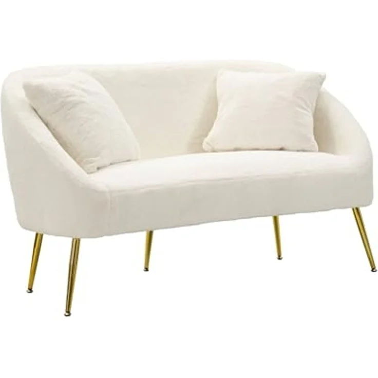 Dmora 2-Sitzer Sofa Javari 137 x 69 x 79 cm Weiß, inkl. Kissen – Bild 2