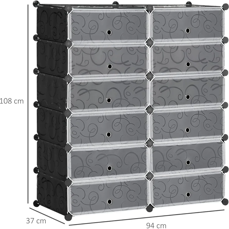 HOMCOM Schuhregal Kunststoffregal für 24 Paar Schuhe, Schuhkarton für Flur 1-tlg, DIY Steckregal Aufbewahrung von Schuhen – Bild 3