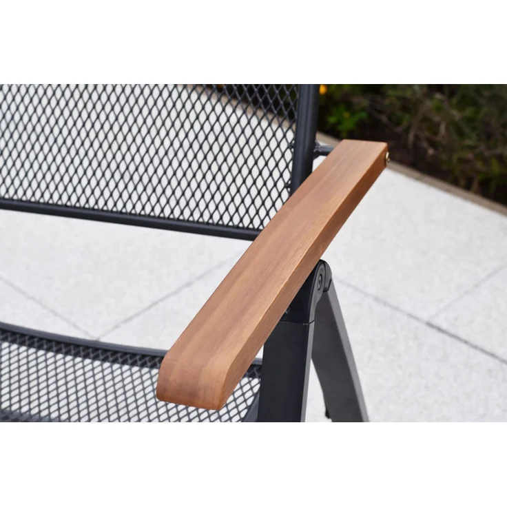 Thasos Gartenmöbel Set 7tlg, 6 Klappsessel, Ausziehtisch 150 (200 ) x 90 cm, Aluminium – Bild 5
