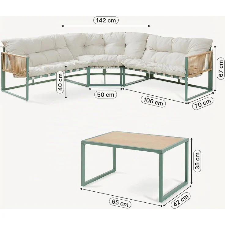 Loungeset Karg Grün/Beige [casa. pro] – Bild 4