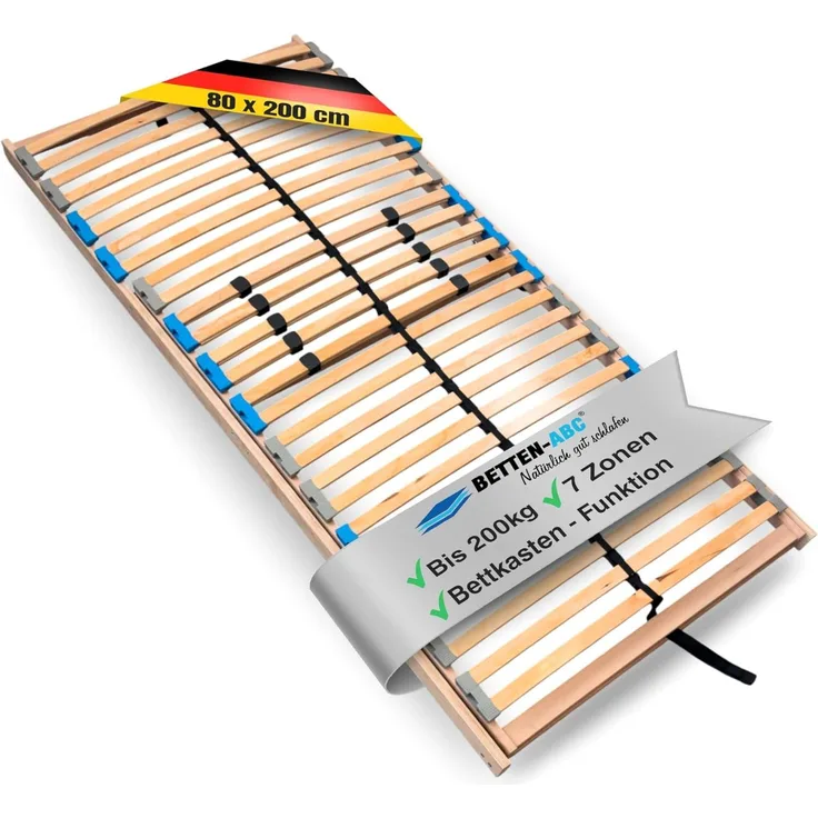 Lattenrost MaDeRa 7-Zonen-Lattenrost – 3 verschiedene Ausführungen, Selbstmontage, Betten-ABC, Kopfteil Bettkastenfunktion, Fußteil Bettkastenfunktion, Optimale Anpassung an den Körper, besondere Langlebigkeit, stabil