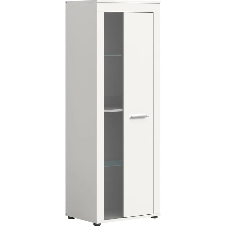 xonox. home Wohnen Jam X8BA9T10 Vitrine Glasvitrine Dekoschrank Glas-Kommode in weiß Melamin, ca. B/H/T: 60 x 159 x 35 cm – Bild 1