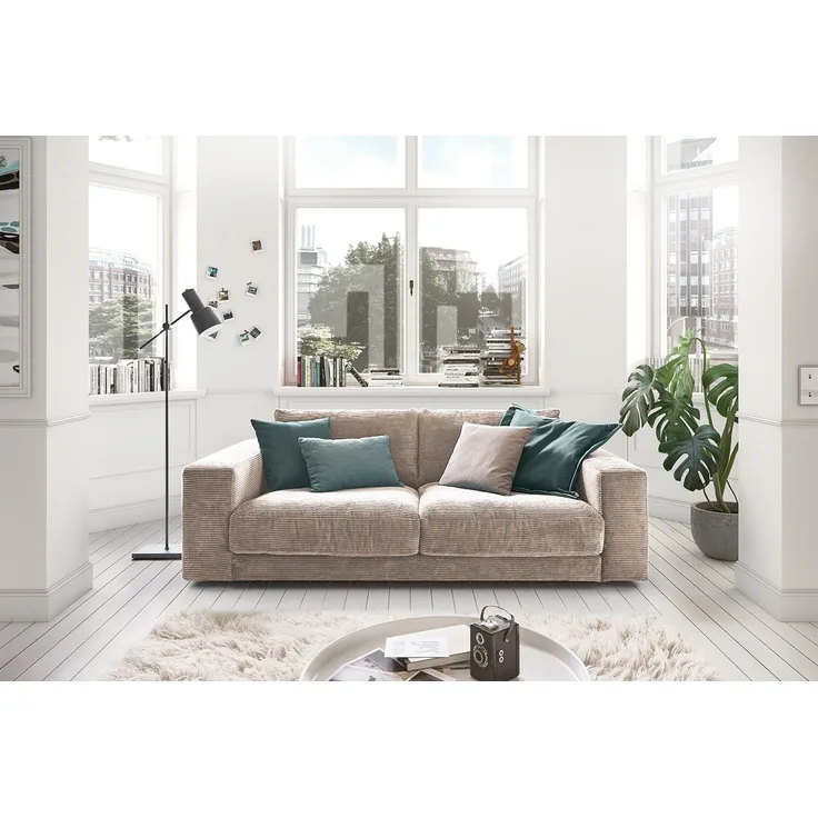 KAWOLA Sofa MADELINE 2-Sitzer Cord taupe 85 x 127 x 230 cm