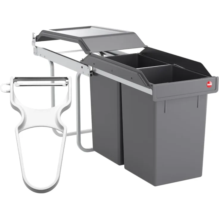 Hailo Tandem Retro Abfallsammler, braunweiß, 30L