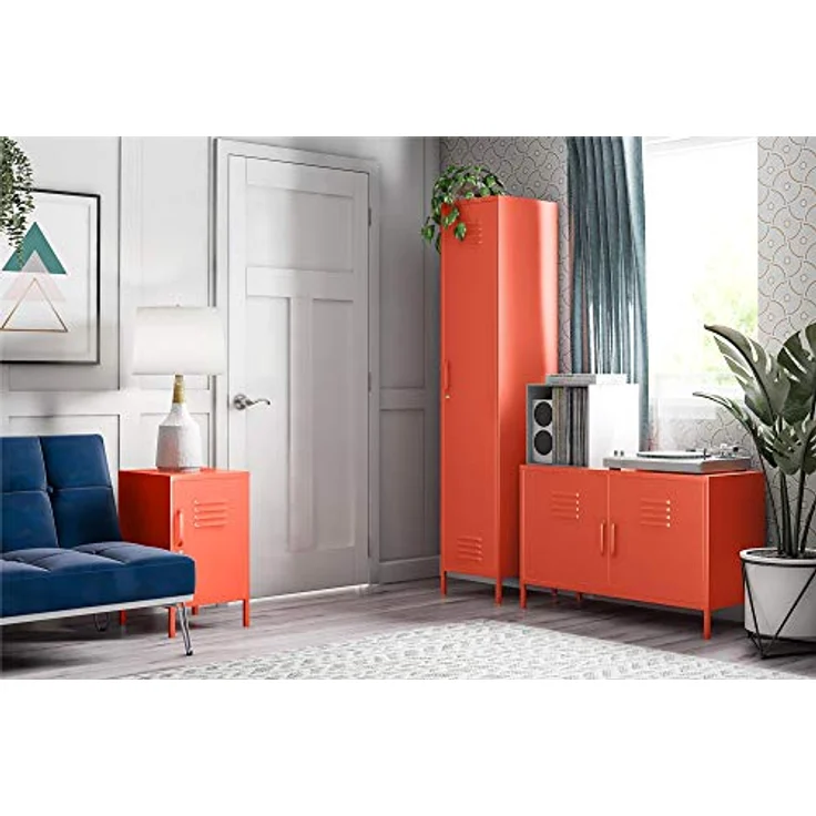DHP Furniture Dorel Home Schließfach, Beistelltisch, Metall, Orange, Einheitsgröße – Bild 2