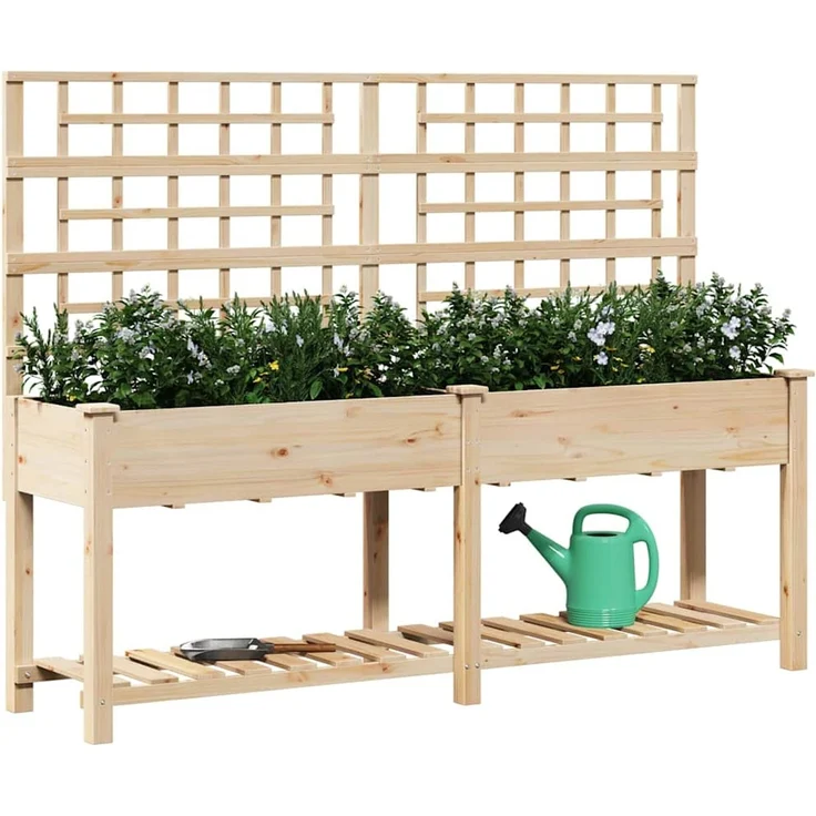 vidaXL Garten-Pflanzgefäß mit Regal Beige 203,5 x 54 x 152,5 cm 42006573 – Bild 2