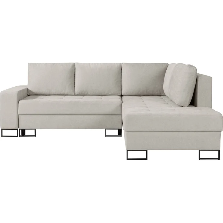 Selsey 'Larelle' Ecksofa mit Schlaffunktion & Bettkasten, Chenille, Ottomane rechts, Hellbeige – Bild 5
