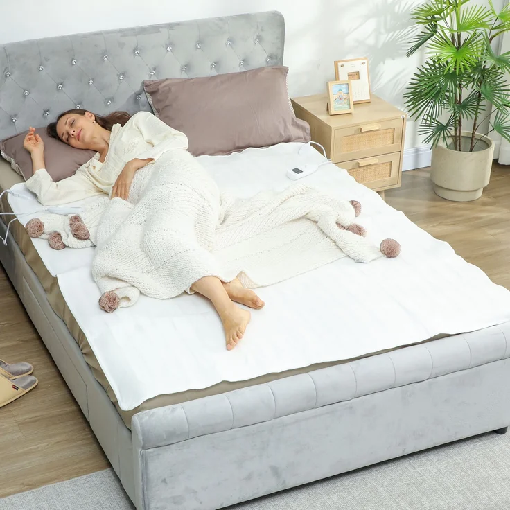 JARDJ Heizdecke mit zwei Temperaturreglern, 5 Heizstufen, 10-Stunden-Timer, 160x140 cm, weiß – Bild 3