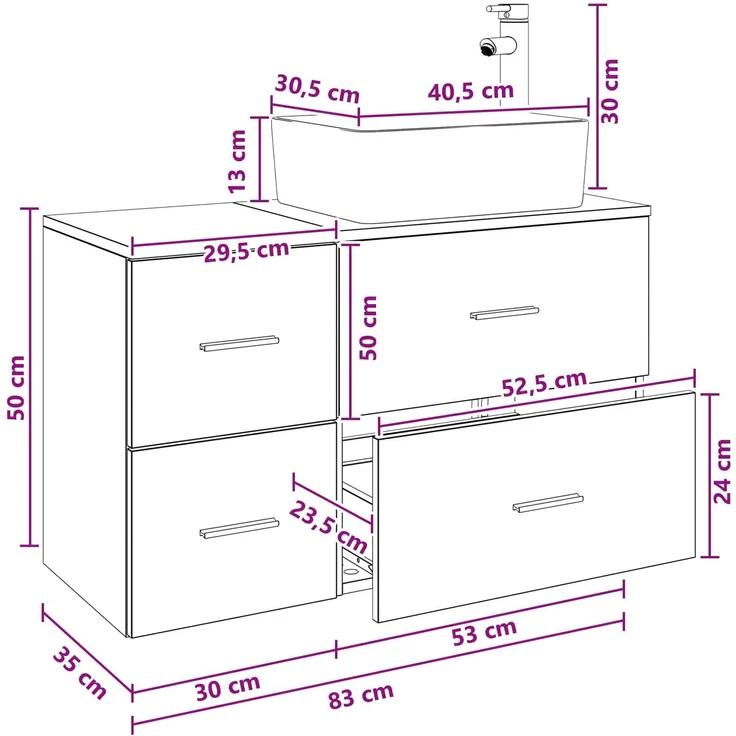 vidaXL Wandmontiertes Badezimmermöbel-Set 2 stk. Betongrau 3403979 – Bild 9