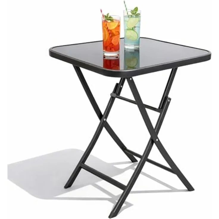 Bistrotisch Klapptisch wetterfest Dunkelgrau Glas / Metall 60x60xH70cm
