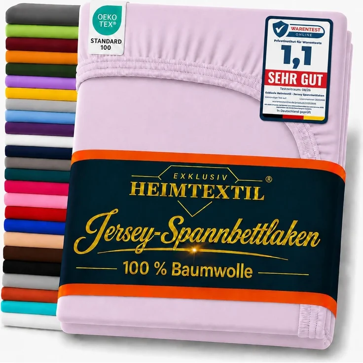 EXKLUSIV HEIMTEXTIL Marke Jersey Spannbettlaken 120 x 200 cm Flieder – Bild 1
