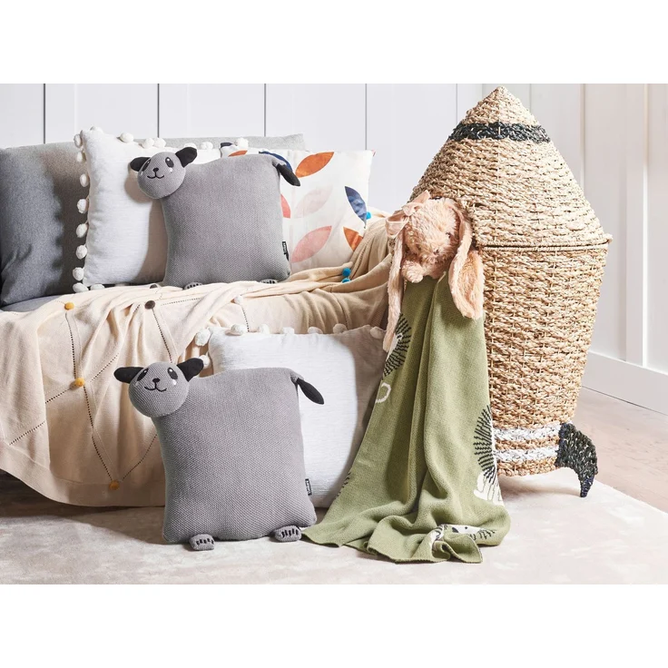 Dekokissen 2er Set SHADOOR 35 x 35 cm Baumwolle Panda Grau – Bild 3
