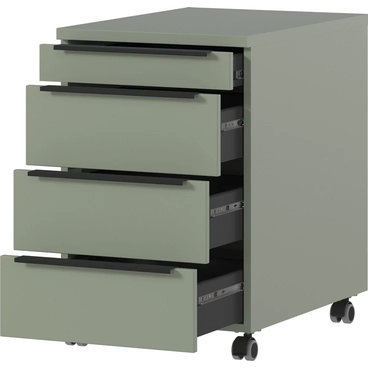 GERMANIA Rollcontainer Mailand, mit 4 Schubladen, optional mit Schubladendämpfung, Utensilienfach, 42x63 cm, Made in Germany – Bild 3
