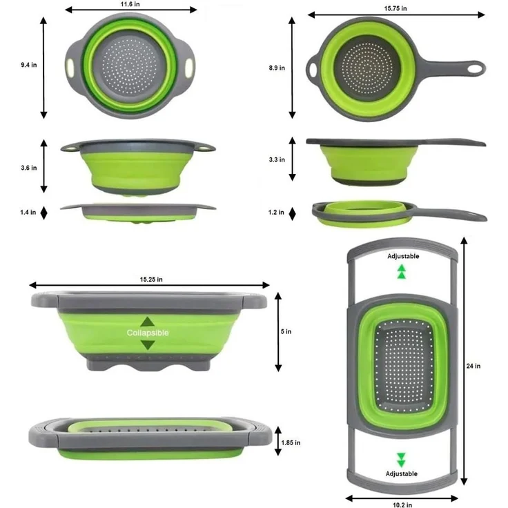 Sieb Küchensieb Faltbar 3er Set – Bild 3