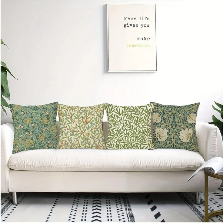 Diwzbyn Kissenbezüge 4er-Set dekorativer Kissenbezüge mit Vintage-Blumenmuster, (4 Stück), 45 × 45 cm, geeignet für Wohnzimmer und Außenbereiche – Bild 2
