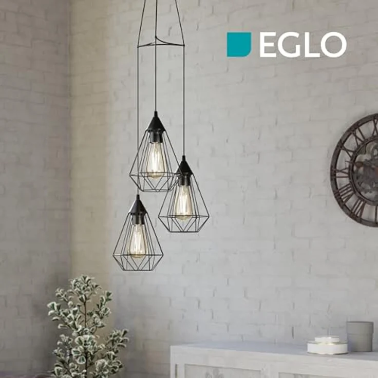 Eglo 'Tarbes' Rondell-Hängeleuchte, Stahl schwarz, dimmbar, E27, 3x40W – Bild 4