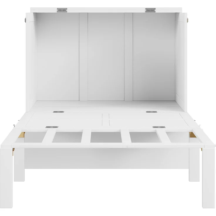 Schrankbett 90x200 cm, vertikal klappbar mit Stauraum, Weiß, ohne Matratze – Bild 7