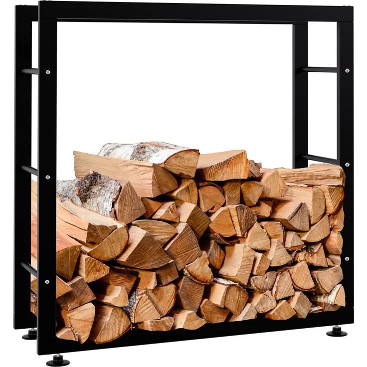DELUKE® Kaminholzregal innen Metall SATLO - für Feuerholz Brennholzregal innen Kaminholzständer Kaminholzhalter Feuerholzregal InnenSchwarz, 25x80x80cm