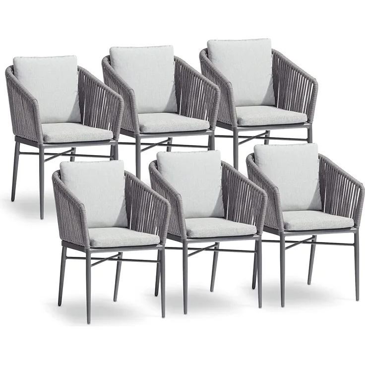 acamp Gartenstuhl Manhattan grau 6er Set Aluminium