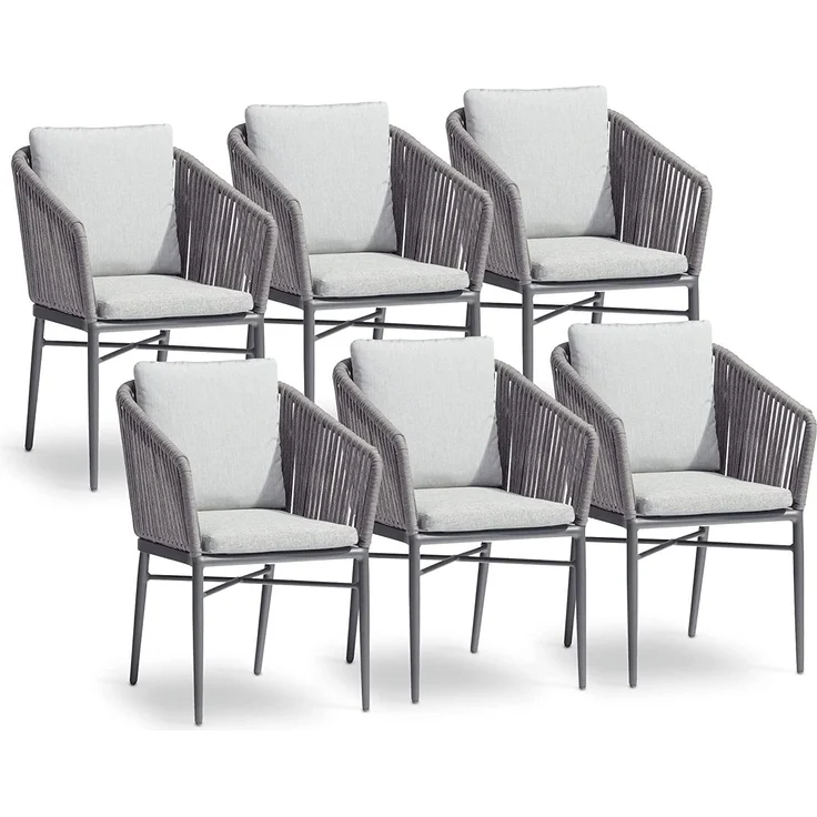 acamp Gartenstuhl Manhattan grau 6er Set Aluminium – Bild 1