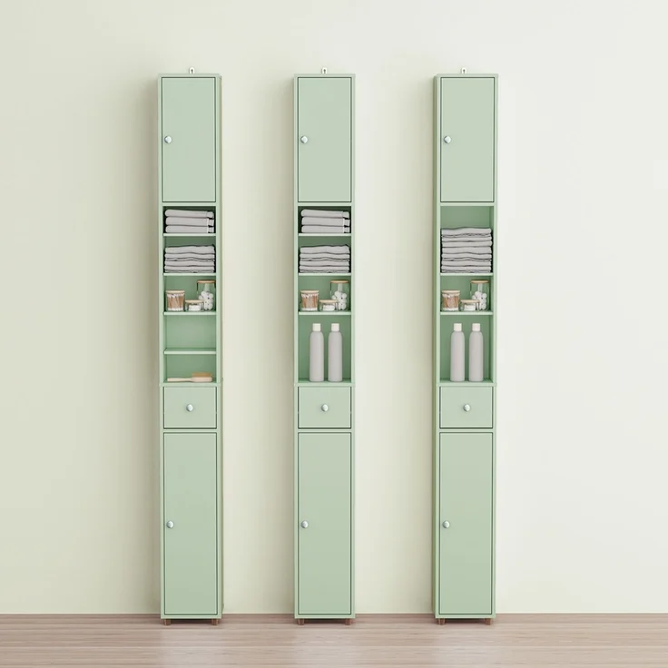 SoBuy BZR34-II-GR Badezimmer-Hochschrank, MDF, Lackiert, Grün, 20 x 180 x 20 cm – Bild 6