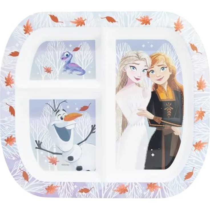 Storline Frühstücksteller Disney Frozen, rechteckig mit 3 Fächern, mikrowellengeeignet, 22 × 19,5 cm