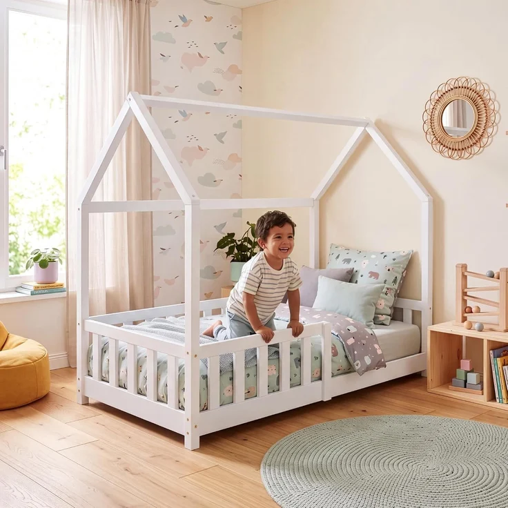 Hausbett Hesel mit Rausfallschutz 80x160 cm Weiß [en. casa] – Bild 5