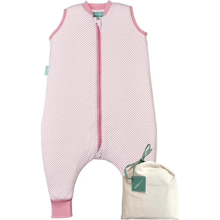 molis&co - Baby Schlafsack mit Füßen - Ideal für Frühling und Herbst - Babyschlafsack mit Füßen 1 tog - Leicht gepolstert - 100% Baumwolle (Oeko-TEX 100), Premium Qualität - Vichy Pink (60 cm) – Bild 1