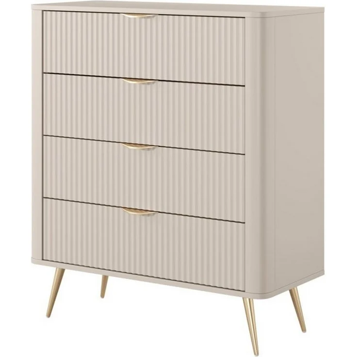 yourhouse24 Highboard Kommode Lante 88 cm – Beige / Kaschmir – Geriffelte Fronten (1 St, Ohne Dekoration) – Bild 4