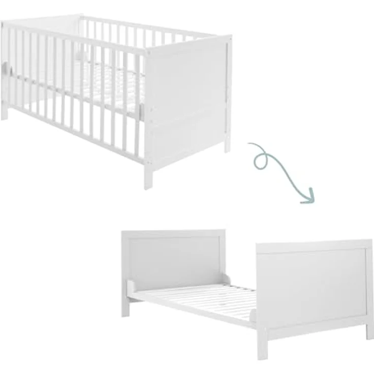roba Kinderbettset „Sterne grau“ – mitwachsendes Babybett mit Matratze, Bettwäsche & Himmel – Bild 5