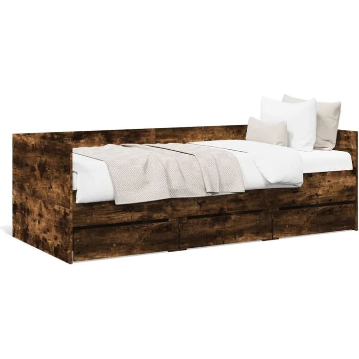 vidaXL Tagesbett mit Schubladen ohne Matratze Räuchereiche 90x200 cm 3280822 – Bild 1