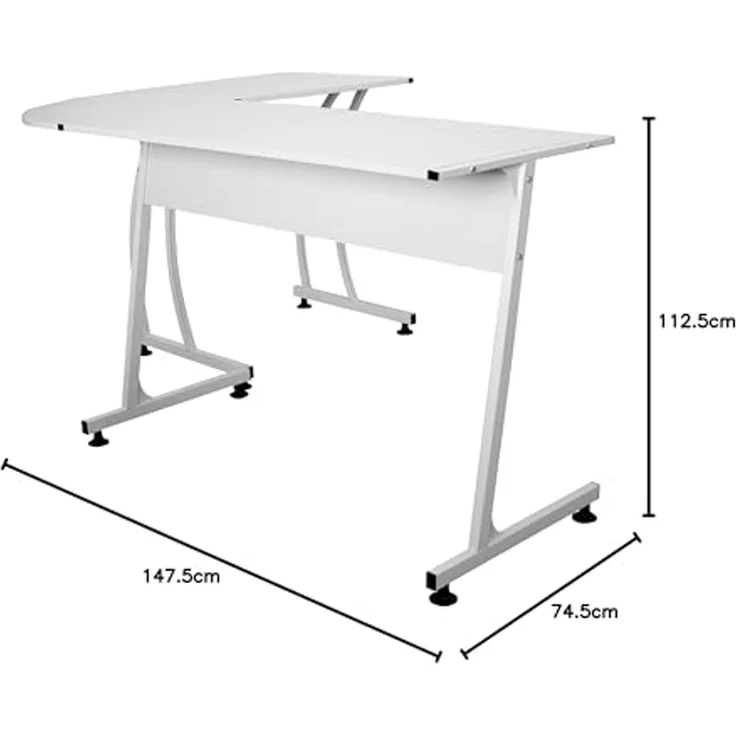 Gardenia Corner Weiß Eckschreibtisch Stahl, 112,5 x 147,5 x 74 – Bild 3