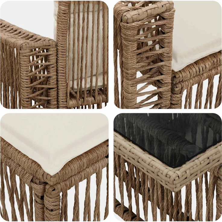 vidaXL Gartensofa-set 6 stk. Beige und Cremeweiß 100 x 55 x 73 cm 3436791 – Bild 8