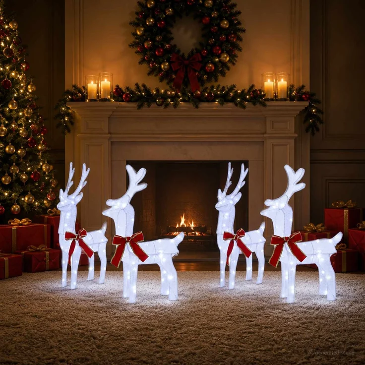vidaXL Weihnachtsrentier 4 stk. 160 LEDs Kaltweiß 3469673 – Bild 3