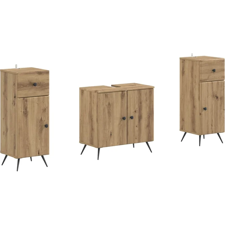 vidaXL 3-teiliges Badezimmer-Schranksystem BREDA 3 stk. Artisan-Eiche 3418052 – Bild 2