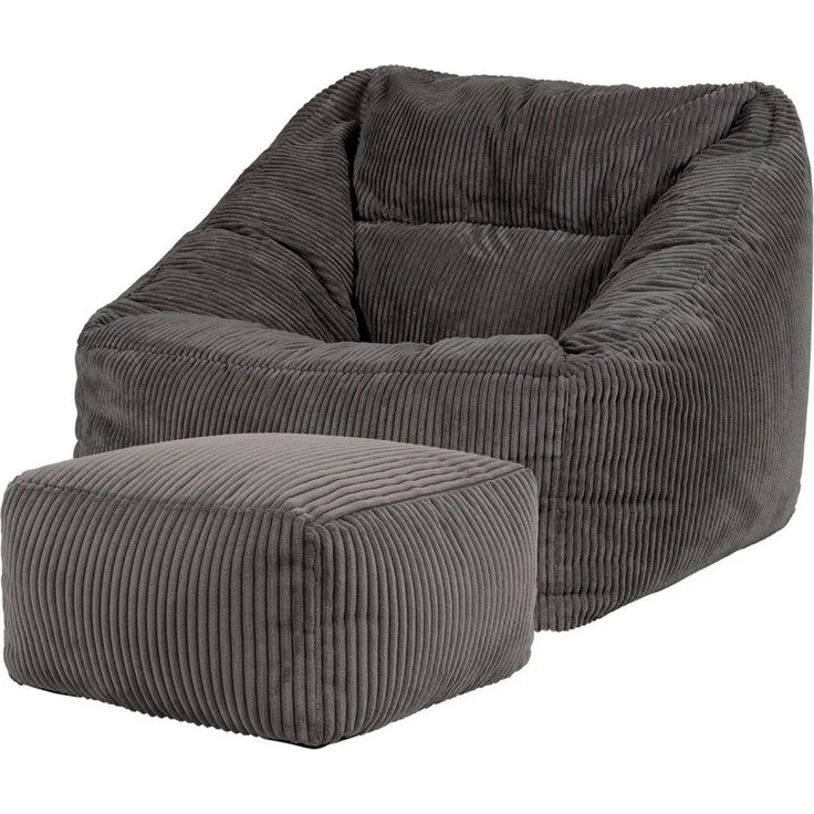 icon Sitzsack Riesen Sessel aus Cord Flauschig „Natalia" mit Hocker (Spar-Set, 1 x Sitzsack-Sessel, 1 x Fußhocker), Sitzsack XXL, Made in Germany, für Erwachsene & Kinder, für Wohnzimmer