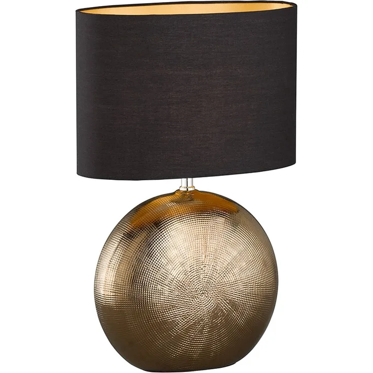 Fischer & Honsel 'Foro' Tischleuchte, Keramik bronze / Textil schwarz, 34x17x53cm, E27